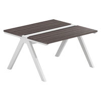 【軒先渡し】LASHデスク ラッシュホールレッグ 幅1200×奥行1200×高さ720mm ダークアッシュ天板/ホワイト脚 1台（直送品）