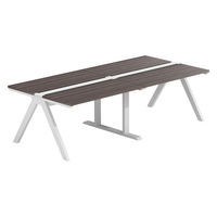 【軒先渡し】LASHデスク ラッシュホールレッグ 幅2400×奥行1200×高さ720mm ダークアッシュ天板/ホワイト脚 1台（直送品）