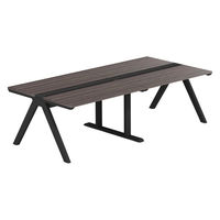 【軒先渡し】LASHデスク ラッシュホールレッグ 幅2400×奥行1200×高さ720mm ダークアッシュ天板/ブラック脚 1台（直送品）