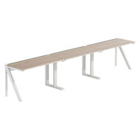 【軒先渡し】LASHデスク ラッシュハーフレッグ 幅3600×奥行600×高さ720mm オーク天板/ホワイト脚 1台（直送品）