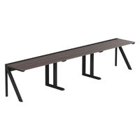 【軒先渡し】LASHデスク ラッシュハーフレッグ 幅3600×奥行600×高さ720mm ダークアッシュ天板/ブラック脚 1台（直送品）