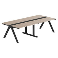 【軒先渡し】LASHデスク ラッシュホールレッグ 幅2400×奥行1200×高さ720mm オーク天板/ブラック脚 1台（直送品）