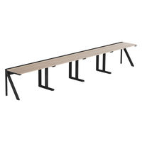 【軒先渡し】LASHデスク ラッシュハーフレッグ 幅4800×奥行600×高さ720mm オーク天板/ブラック脚 1台（直送品）