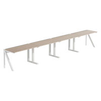 【軒先渡し】LASHデスク ラッシュハーフレッグ 幅4800×奥行600×高さ720mm オーク天板/ホワイト脚 1台（直送品）