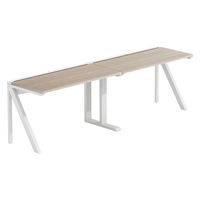 【軒先渡し】LASHデスク ラッシュハーフレッグ 幅2400×奥行600×高さ720mm オーク天板/ホワイト脚 1台（直送品）