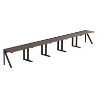 【軒先渡し】LASHデスク ラッシュハーフレッグ 幅6000×奥行600×高さ720mm ダークアッシュ天板/ブラック脚 1台（直送品）