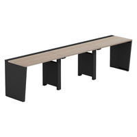 【軒先渡し】LASHデスク ベンチハーフ脚 幅3000×奥行600×高さ720mm オーク天板/ブラック脚 1台（直送品）