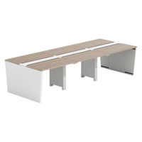 【軒先渡し】LASHデスク ベンチホール脚 幅3000×奥行1200×高さ720mm オーク天板/ホワイト脚 1台（直送品）