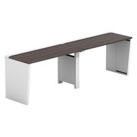 【軒先渡し】LASHデスク ベンチハーフレッグ 幅2400×奥行600×高さ720mm ダークアッシュ天板/ホワイト脚 1台（直送品）