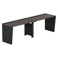 【軒先渡し】LASHデスク ベンチハーフレッグ 幅2400×奥行600×高さ720mm ダークアッシュ天板/ブラック脚 1台（直送品）