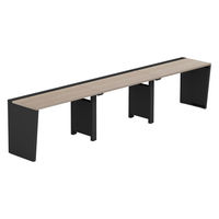 【軒先渡し】LASHデスク ベンチハーフレッグ 幅3600×奥行600×高さ720mm オーク天板/ブラック脚 1台（直送品）