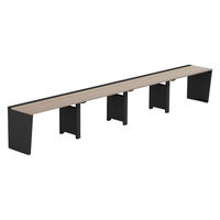 【軒先渡し】LASHデスク ベンチハーフレッグ 幅4800×奥行600×高さ720mm オーク天板/ブラック脚 1台（直送品）