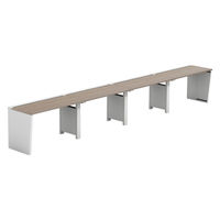 【軒先渡し】LASHデスク ベンチハーフレッグ 幅4800×奥行600×高さ720mm オーク天板/ホワイト脚 1台（直送品）