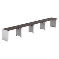 【軒先渡し】LASHデスク ベンチハーフレッグ 幅4800×奥行600×高さ720mm ダークアッシュ天板/ホワイト脚 1台（直送品）
