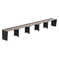 【軒先渡し】LASHデスク ベンチハーフレッグ 幅6000×奥行600×高さ720mm オーク天板/ブラック脚 1台（直送品）