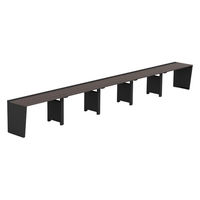 【軒先渡し】LASHデスク ベンチハーフレッグ 幅6000×奥行600×高さ720mm ダークアッシュ天板/ブラック脚 1台（直送品）