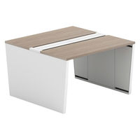 【軒先渡し】LASHデスク ベンチホールレッグ 幅1200×奥行1200×高さ720mm オーク天板/ホワイト脚 1台（直送品）