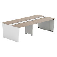 【軒先渡し】LASHデスク ベンチホールレッグ 幅2400×奥行1200×高さ720mm オーク天板/ホワイト脚 1台（直送品）