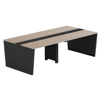 【軒先渡し】LASHデスク ベンチホールレッグ 幅2400×奥行1200×高さ720mm オーク天板/ブラック脚 1台（直送品）