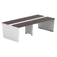 【軒先渡し】LASHデスク ベンチホールレッグ 幅2400×奥行1200×高さ720mm ダークアッシュ天板/ホワイト脚 1台（直送品）