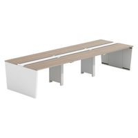 【軒先渡し】LASHデスク ベンチホールレッグ 幅3600×奥行1200×高さ720mm オーク天板/ホワイト脚 1台（直送品）