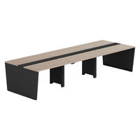 【軒先渡し】LASHデスク ベンチホールレッグ 幅3600×奥行1200×高さ720mm オーク天板/ブラック脚 1台（直送品）