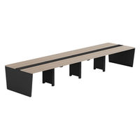 【軒先渡し】LASHデスク ベンチホールレッグ 幅4800×奥行1200×高さ720mm オーク天板/ブラック脚 1台（直送品）