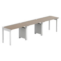 【軒先渡し】LASHデスク フォーレッグハーフ脚 幅3000×奥行600×高さ720mm オーク天板/ホワイト脚 1台（直送品）