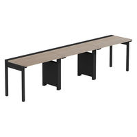 【軒先渡し】LASHデスク フォーレッグハーフ脚 幅3000×奥行600×高さ720mm オーク天板/ブラック脚 1台（直送品）