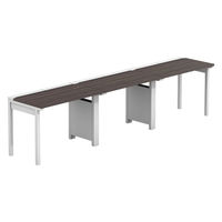 【軒先渡し】LASHデスク フォーレッグハーフ脚 幅3000×奥行600×高さ720mm ダークアッシュ天板/ホワイト脚 1台（直送品）