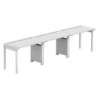 【軒先渡し】LASHデスク フォーレッグハーフ脚 幅3000×奥行600×高さ720mm ホワイト天板/ホワイト脚 1台（直送品）