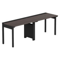 【軒先渡し】LASHデスク フォーレッグハーフ脚 幅2000×奥行600×高さ720mm ダークアッシュ天板/ブラック脚 1台（直送品）