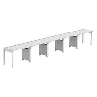 【軒先渡し】LASHデスク フォーレッグハーフ脚 幅5000×奥行600×高さ720mm ホワイト天板/ホワイト脚 1台（直送品）