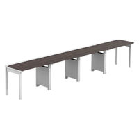 【軒先渡し】LASHデスク フォーレッグハーフ脚 幅4000×奥行600×高さ720mm ダークアッシュ天板/ホワイト脚 1台（直送品）