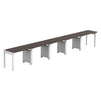 【軒先渡し】LASHデスク フォーレッグハーフ脚 幅5000×奥行600×高さ720mm ダークアッシュ天板/ホワイト脚 1台（直送品）