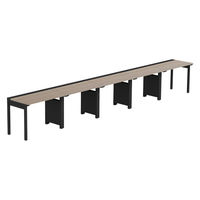 【軒先渡し】LASHデスク フォーレッグハーフ脚 幅5000×奥行600×高さ720mm オーク天板/ブラック脚 1台（直送品）