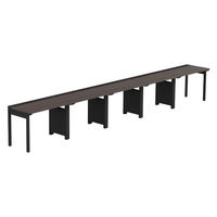 【軒先渡し】LASHデスク フォーレッグハーフ脚 幅5000×奥行600×高さ720mm ダークアッシュ天板/ブラック脚 1台（直送品）