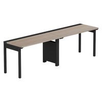 【軒先渡し】LASHデスク フォーレッグハーフ脚 幅2400×奥行600×高さ720mm オーク天板/ブラック脚 1台（直送品）