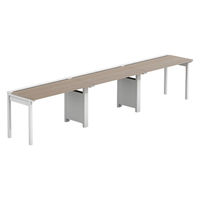 【軒先渡し】LASHデスク フォーレッグハーフ脚 幅3600×奥行600×高さ720mm オーク天板/ホワイト脚 1台（直送品）