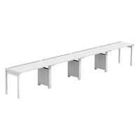【軒先渡し】LASHデスク フォーレッグハーフ脚 幅4800×奥行600×高さ720mm ホワイト天板/ホワイト脚 1台（直送品）