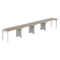 【軒先渡し】LASHデスク フォーレッグハーフ脚 幅4800×奥行600×高さ720mm オーク天板/ホワイト脚 1台（直送品）