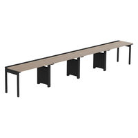 【軒先渡し】LASHデスク フォーレッグハーフ脚 幅4800×奥行600×高さ720mm オーク天板/ブラック脚 1台（直送品）