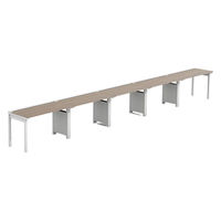 【軒先渡し】LASHデスク フォーレッグハーフ脚 幅6000×奥行600×高さ720mm オーク天板/ホワイト脚 1台（直送品）