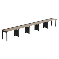 【軒先渡し】LASHデスク フォーレッグハーフ脚 幅6000×奥行600×高さ720mm オーク天板/ブラック脚 1台（直送品）