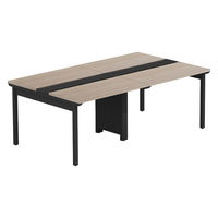 【軒先渡し】LASHデスク フォーレッグホール脚 幅2000×奥行1200×高さ720mm オーク天板/ブラック脚 1台（直送品）