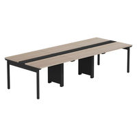 【軒先渡し】LASHデスク フォーレッグホール脚 幅3000×奥行1200×高さ720mm オーク天板/ブラック脚 1台（直送品）