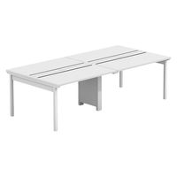 【軒先渡し】LASHデスク フォーレッグホール脚 幅2400×奥行1200×高さ720mm ホワイト天板/ホワイト脚 1台（直送品）