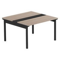 【軒先渡し】LASHデスク フォーレッグホール脚 幅1200×奥行1200×高さ720mm オーク天板/ブラック脚 1台（直送品）