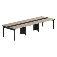 【軒先渡し】LASHデスク フォーレッグホール脚 幅3600×奥行1200×高さ720mm オーク天板/ブラック脚 1台（直送品）