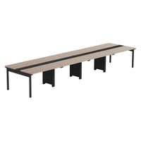 【軒先渡し】LASHデスク フォーレッグホール脚 幅4800×奥行1200×高さ720mm オーク天板/ブラック脚 1台（直送品）